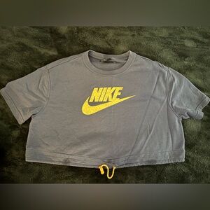 Nike Purple-Blueish Crop T-Shirt with Yellow Logo